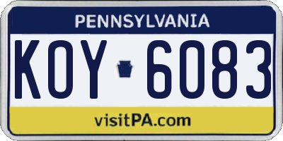 PA license plate KOY6083