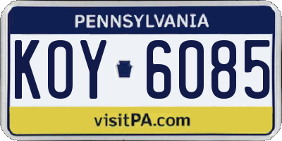 PA license plate KOY6085