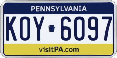PA license plate KOY6097