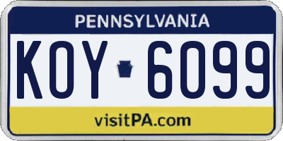 PA license plate KOY6099