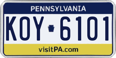 PA license plate KOY6101