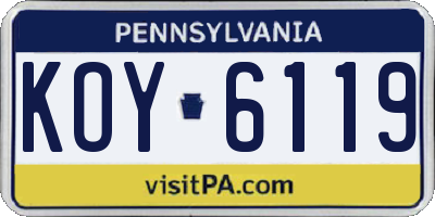 PA license plate KOY6119