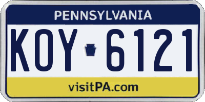 PA license plate KOY6121