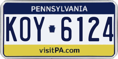PA license plate KOY6124