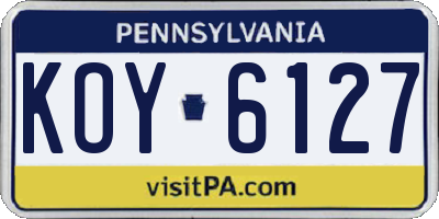 PA license plate KOY6127