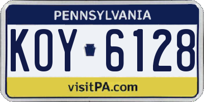 PA license plate KOY6128