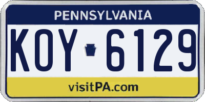 PA license plate KOY6129