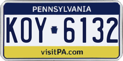 PA license plate KOY6132