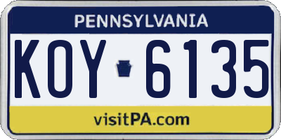 PA license plate KOY6135