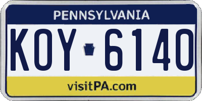 PA license plate KOY6140