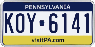 PA license plate KOY6141