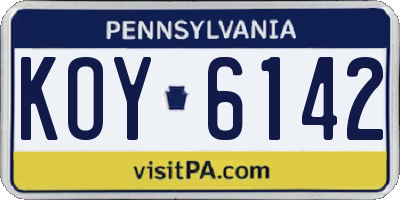 PA license plate KOY6142