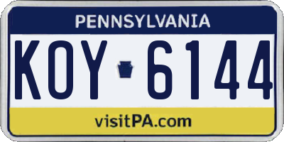 PA license plate KOY6144