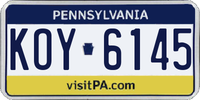 PA license plate KOY6145
