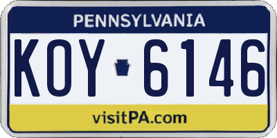 PA license plate KOY6146