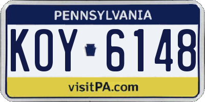 PA license plate KOY6148