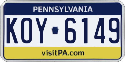 PA license plate KOY6149