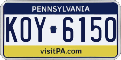PA license plate KOY6150