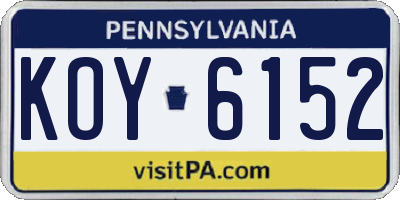 PA license plate KOY6152