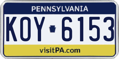 PA license plate KOY6153