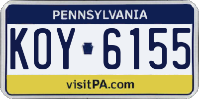 PA license plate KOY6155