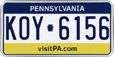 PA license plate KOY6156
