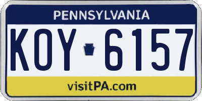 PA license plate KOY6157