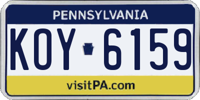 PA license plate KOY6159