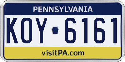 PA license plate KOY6161