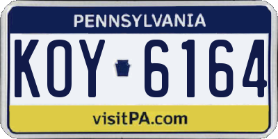 PA license plate KOY6164