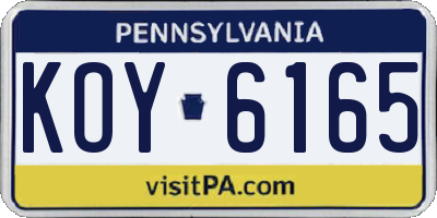 PA license plate KOY6165