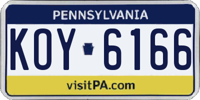 PA license plate KOY6166