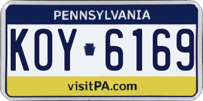 PA license plate KOY6169