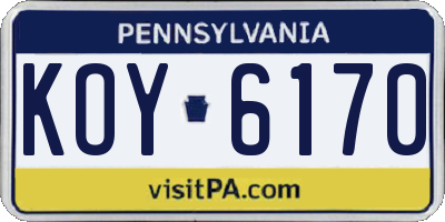 PA license plate KOY6170