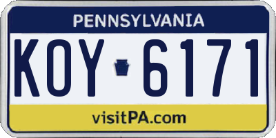 PA license plate KOY6171