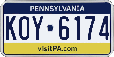 PA license plate KOY6174
