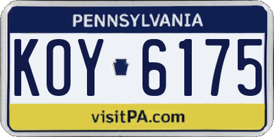 PA license plate KOY6175