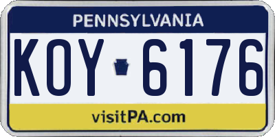 PA license plate KOY6176