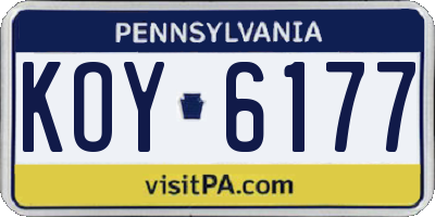 PA license plate KOY6177