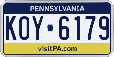 PA license plate KOY6179