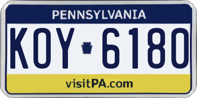 PA license plate KOY6180