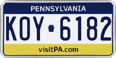 PA license plate KOY6182