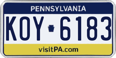 PA license plate KOY6183