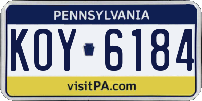 PA license plate KOY6184