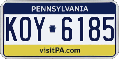 PA license plate KOY6185
