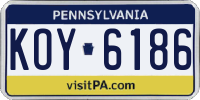 PA license plate KOY6186