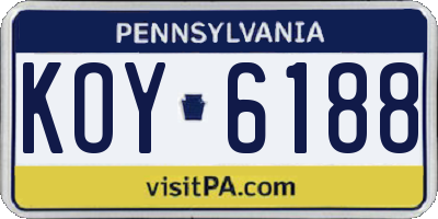 PA license plate KOY6188