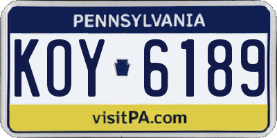 PA license plate KOY6189