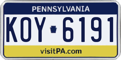 PA license plate KOY6191
