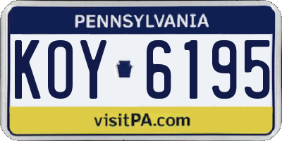 PA license plate KOY6195